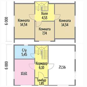 Дом 108м², 2-этажный, на длительный срок, 