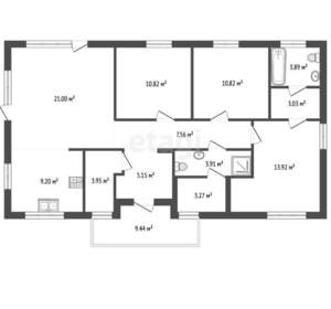 Дом 117м², 1-этажный, участок 9 сот.  