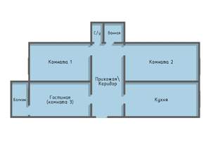 3-к квартира, на длительный срок, 58м2, 5/5 этаж