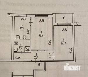 2-к квартира, вторичка, 52м2, 4/9 этаж