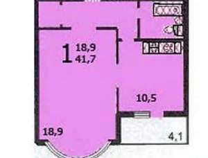 1-к квартира, вторичка, 42м2, 10/24 этаж