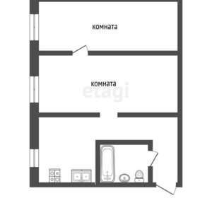 2-к квартира, вторичка, 46м2, 1/5 этаж