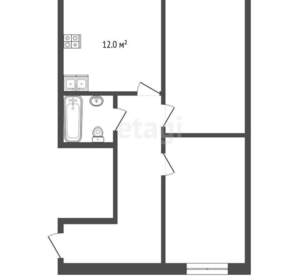 2-к квартира, вторичка, 46м2, 1/3 этаж