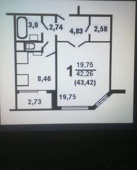 1-к квартира, вторичка, 43м2, 10/16 этаж
