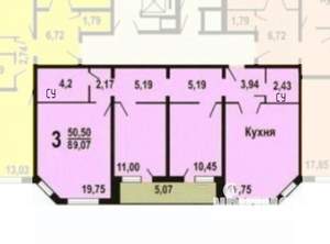 3-к квартира, вторичка, 89м2, 5/14 этаж