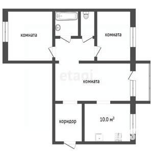 3-к квартира, вторичка, 70м2, 1/9 этаж