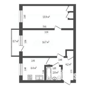2-к квартира, вторичка, 45м2, 3/5 этаж
