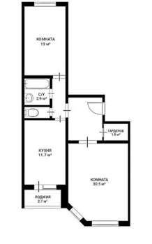 2-к квартира, вторичка, 62м2, 15/16 этаж