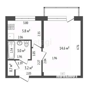 1-к квартира, вторичка, 27м2, 2/5 этаж