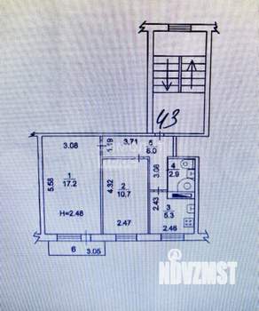 2-к квартира, вторичка, 42м2, 3/4 этаж