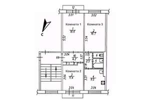 3-к квартира, вторичка, 64м2, 2/5 этаж