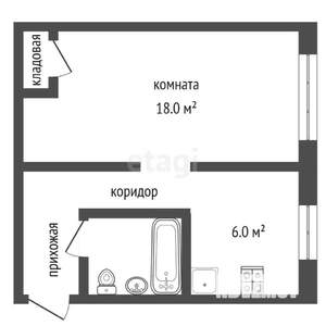 1-к квартира, вторичка, 32м2, 4/4 этаж